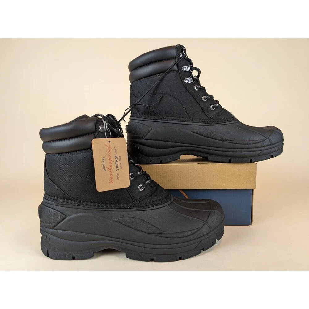 Weatherproof Vintage Joe Duck Boots Mens 10 M Black Lace Up Outdoor Shoes MWB